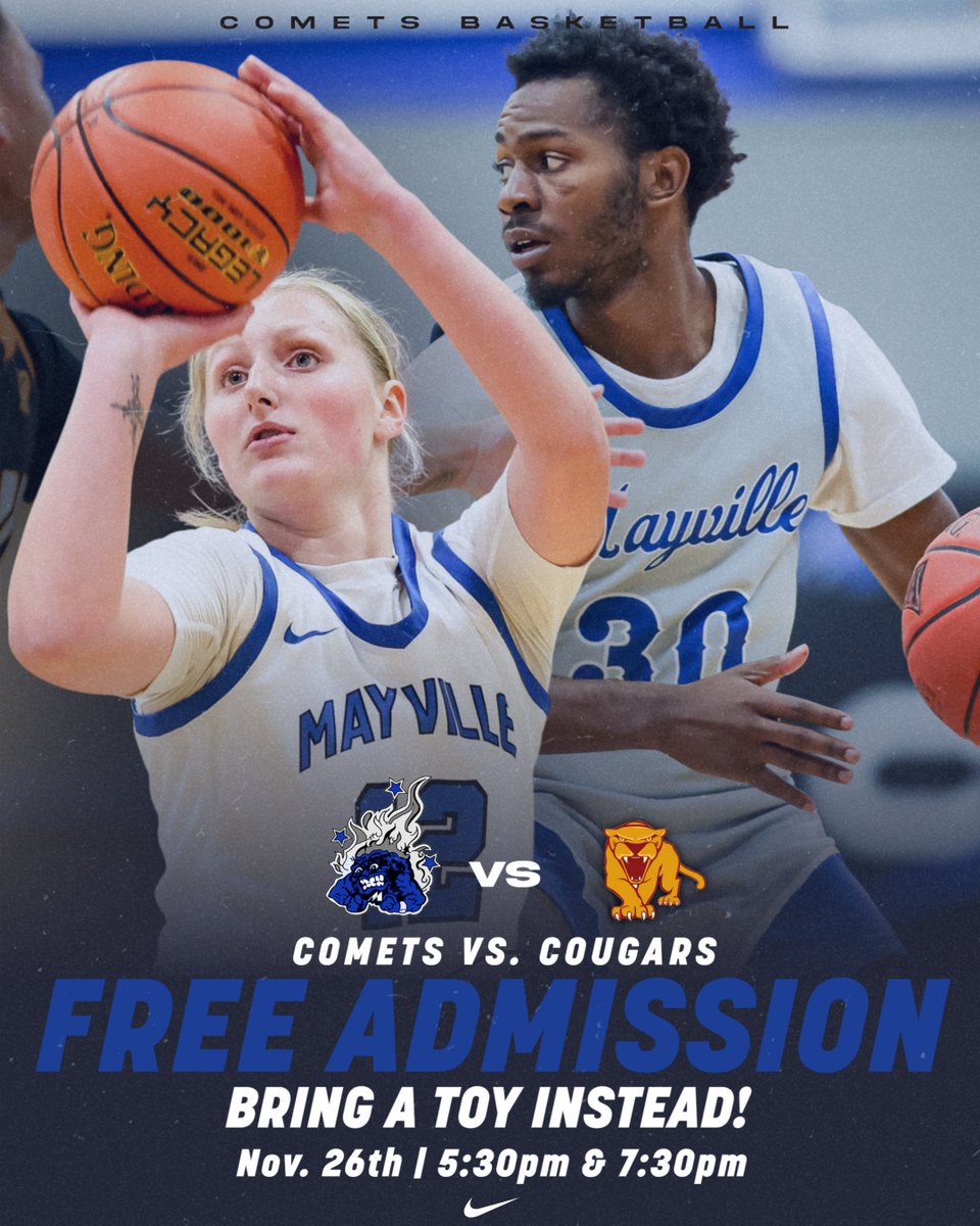 🏀| #CometsWBB &amp; #CometsMBB return to the Lewy Lee tomorrow!

SAAC is hosting a Toys for Tots toy drive in replace of admission! Please bring your toys to support our kids in need!