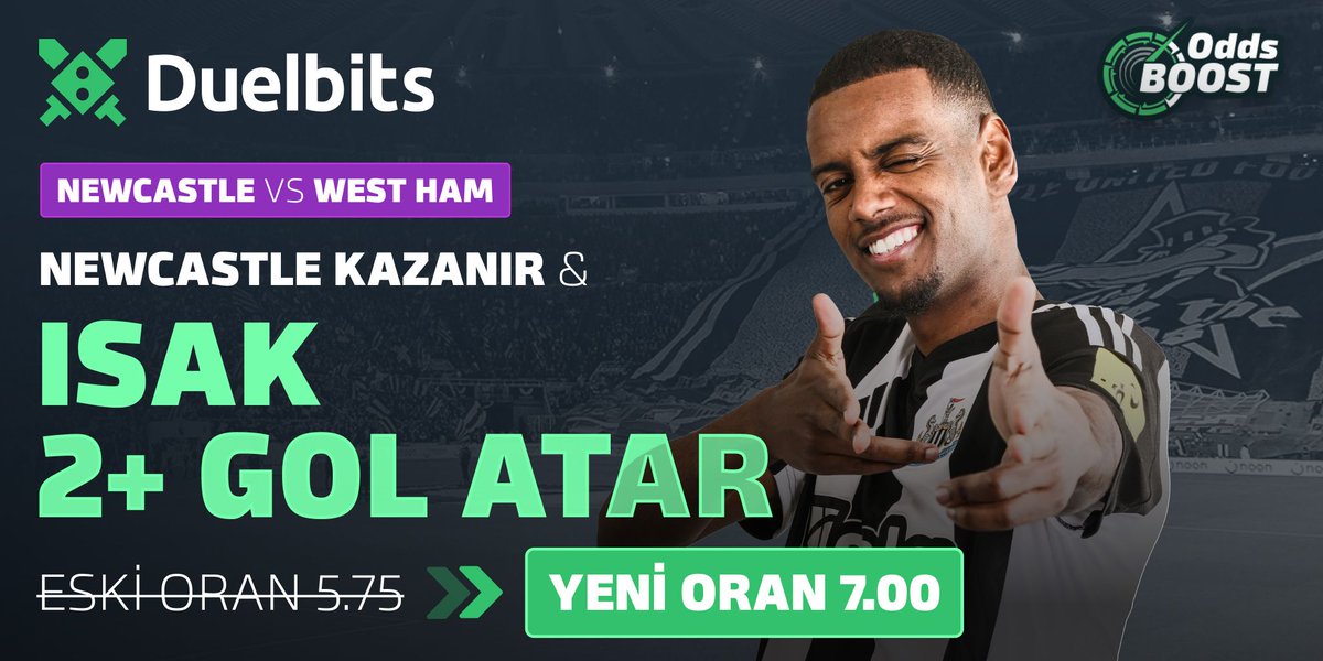 DuelbitsTR's tweet photo. Bugün büyük mücadele var! 

Newcastle ve Isak için heyecan dorukta! Acaba Isak, 2+ golle takımını zafere taşıyabilecek mi? ⚽️🔥

Hadi bakalım, neler olacak? 🤩

➡️ https://t.co/DogfNnGHrf https://t.co/rkqmILdJpJ