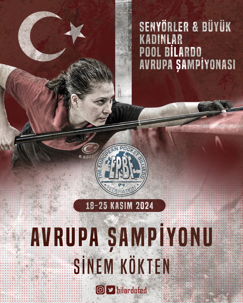 🇹🇷💪🏻Milli Sporcu Sinem KÖKTEN Avrupa Şampiyonu Oldu👏

Antalya’nın Serik ilçesinde düzenlenen Senyörler &amp; Büyük Kadınlar Pool Bilardo Avrupa Şampiyonası 9 Top müsabakalarında milli sporcumuz Sinem Kökten, tüm rakiplerini geride bırakarak şampiyon oldu.