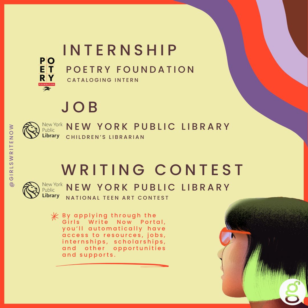 Girls Write Now (@girlswritenow) on Twitter photo Every job needs writers. Find out where you can fit in at @poetryfound and <a href="/nypl/">NY Public Library</a>, plus so much more in the Girls Write Now Portal. Make your free account & get access to our selection of jobs, internships, writing contests, & more!
buff.ly/41TGREx Every job needs writers. Find out where you can fit in at @poetryfound and <a href="/nypl/">NY Public Library</a>, plus so much more in the Girls Write Now Portal. Make your free account & get access to our selection of jobs, internships, writing contests, & more!
buff.ly/41TGREx