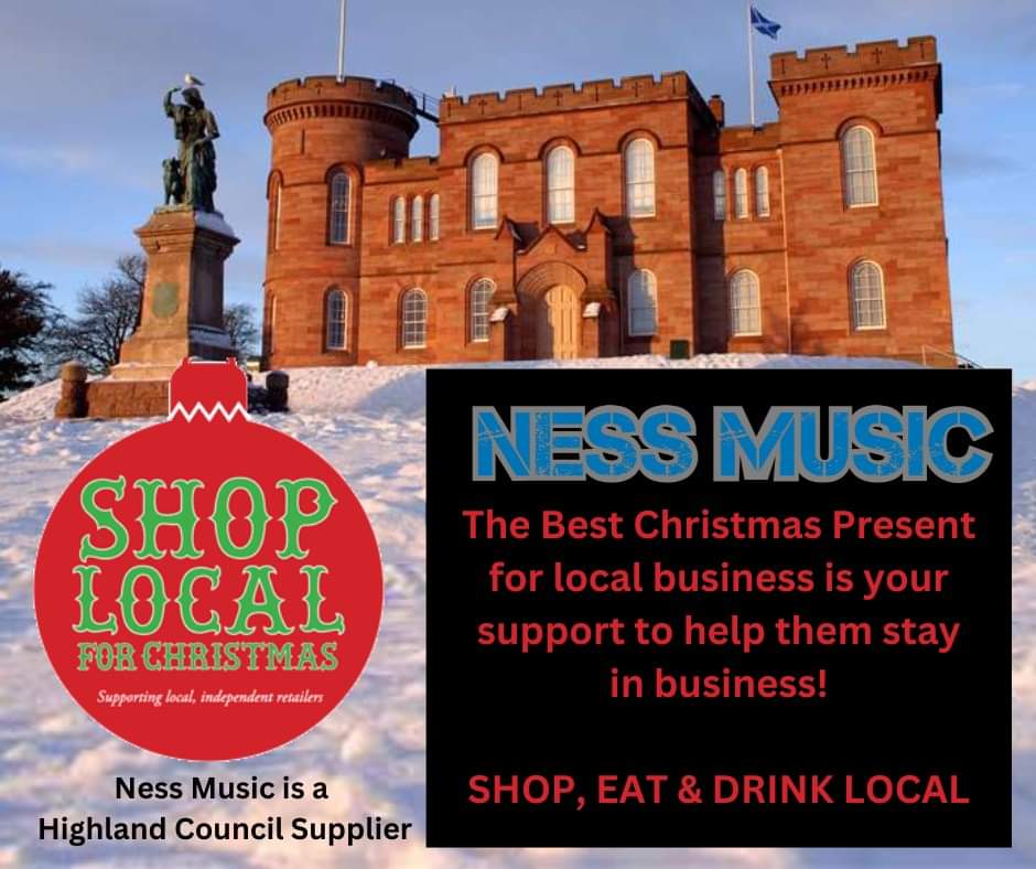 The Best Christmas Present for local business is your support to help them stay in business!
SHOP, EAT &amp; DRINK LOCAL
Instruments, PA Systems, Service &amp; Repairs
🎄nessmusic.co.uk 
📞via PHONE 01463 719471
📨or EMAIL sales@nessmusic.scot 
You DON'T HAVE to use AMAZON!!
📦