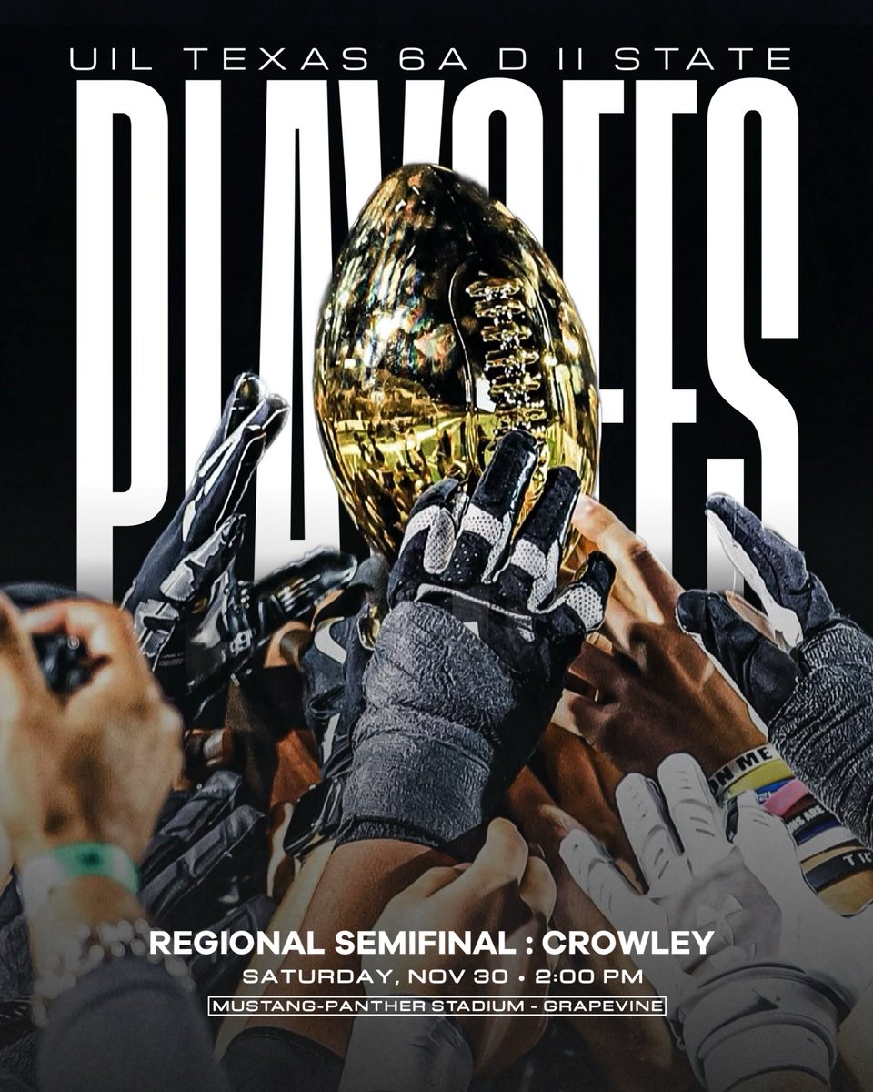Denton Guyer Football (@dentonguyer_fb) on Twitter photo ππ ππ’π―π’π¬π’π¨π§ π πππ πππππ ππ₯ππ²π¨πππ¬
πππ π’π¨π§ππ₯ πππ¦π’ππ’π§ππ₯π¬
π Crowley
π
Sat, November 30th
π 2:00 PM
ποΈ tinyurl.com/2m5p7zzw
πMustang-Panther Stadium
#Southside | #DifferentBreed ππ ππ’π―π’π¬π’π¨π§ π πππ πππππ ππ₯ππ²π¨πππ¬
πππ π’π¨π§ππ₯ πππ¦π’ππ’π§ππ₯π¬
π Crowley
π
Sat, November 30th
π 2:00 PM
ποΈ tinyurl.com/2m5p7zzw
πMustang-Panther Stadium
#Southside | #DifferentBreed