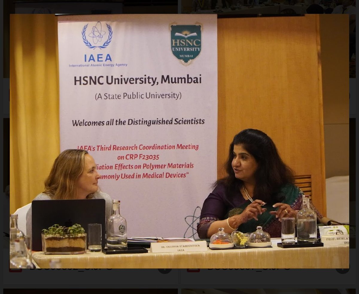 hemabagla's tweet photo. Col Dr. Hemlata Bagla, VC of HSNC University, Mumbai, hosts the 3rd IAEA Research Meeting with 16 scientists from 13 countries on radiation effects on polymers in medical devices. #IAEA #Research #MedicalDevices https://t.co/caVLWIAJ9h
