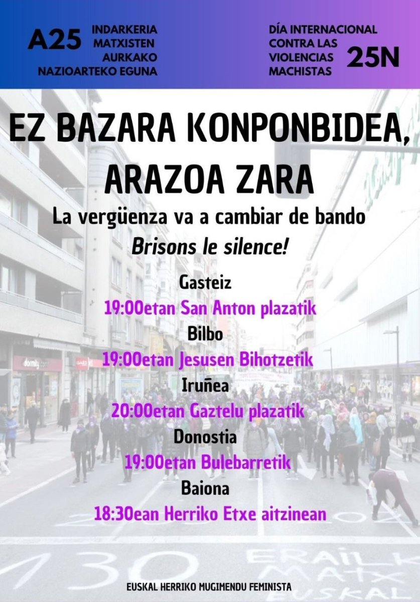 Ez bazara konponbidea, arazoa zara. Kaleetan elkartuko gara gaur!