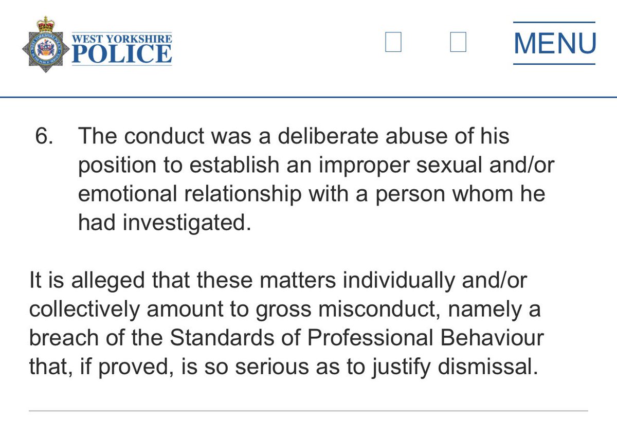 And another one!

This time it’s #WestYorkshirePolice former officer PC Jason Clay. 

Caught out misusing his position for an improper sexual purpose. 

And he also sounds like a complete cad. 

Officers from this force have a problem behaving appropriately around women.