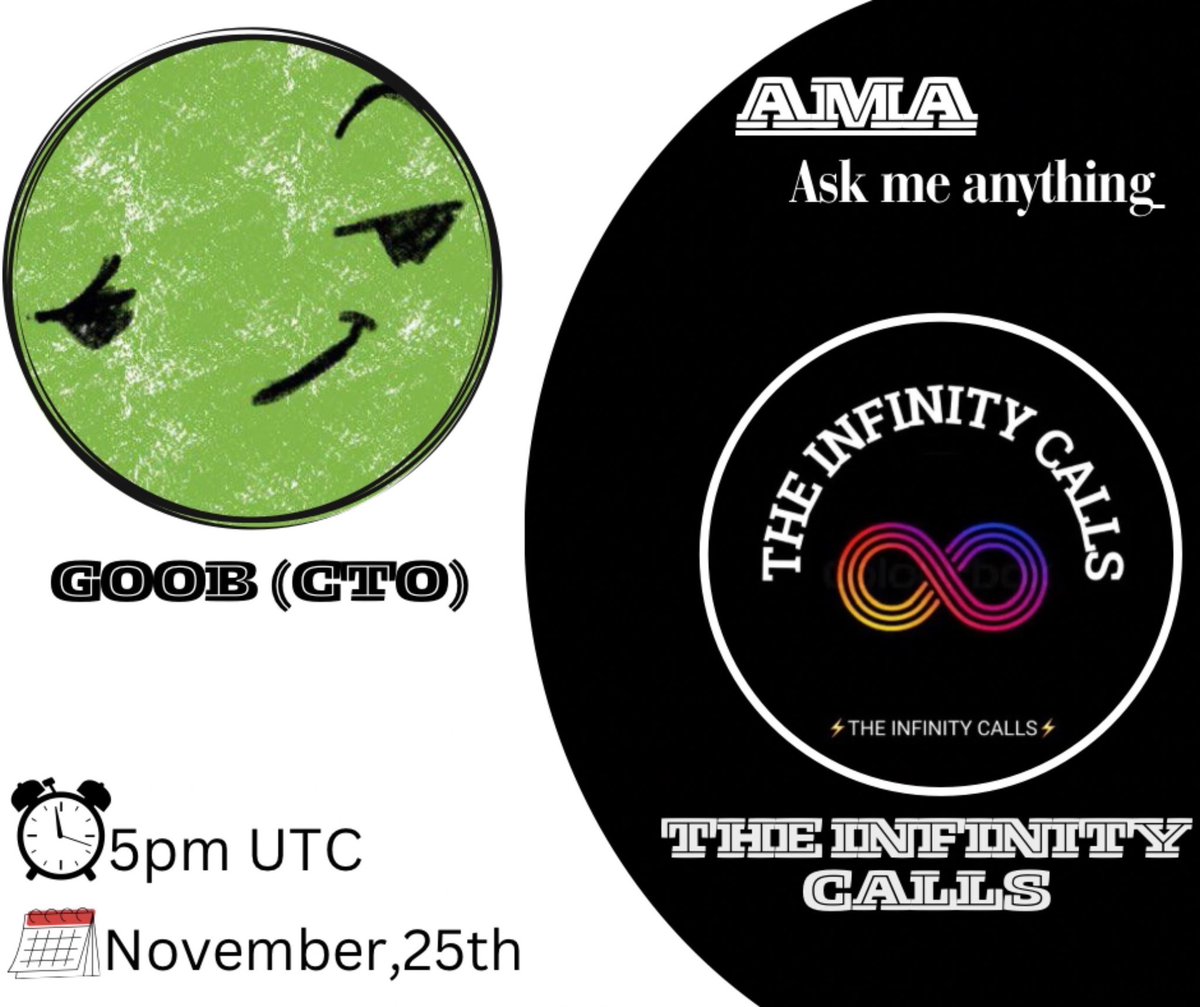 🔔⚠️⚠️⚠️⚠️⚠️
🎙WE ARE PLEASED TO ANNOUNCE AN AMA WITH(ECOTRADER)🎙

⏰MONDAY  Nov,25th 
⏰TIME5️⃣🔠🔠 🔠🔠🔠

          THE INFINITY CALLS
                                    
✈️TELEGRAM:
THE INFINITY CALLS
 
TG GROUP ✍️
:INFINITY CHATS

📱TWITTER/X:
x.com/theinfinitycall