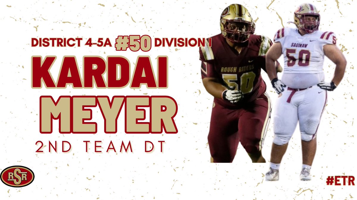 Congratulations to 2nd Team All-District 4-5A Div. I DT, Kardai Meyer!

▫️41 tackles (11 solo)
▫️3.5 TFL
▫️1 sack
▫️8 hurries

#ETR
