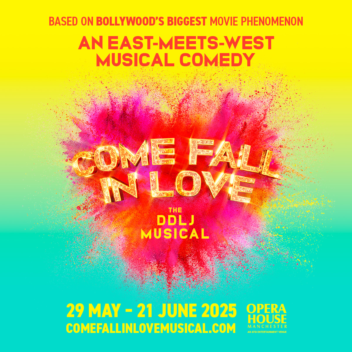 📣 #ComeFallinLove #TheDDLJMusical will make its UK premiere at Manchester Opera House from 29 May - 21 June 2025.
🎬 Aditya Chopra
📖 Nell Benjamin
🎵 <a href="/VishalDadlani/">VISHAL DADLANI</a> &amp; <a href="/ShekharRavjiani/">SHEYKHAR</a>
🩰 Rob Ashford

Follow your heart to I̶n̶d̶i̶a̶ Manchester 2025. 💖 
comefallinlovemusical.com