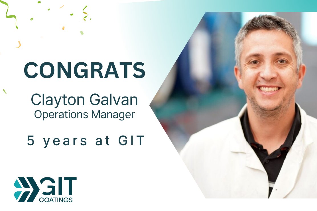 gitcoatings's tweet image. Today, we celebrate our Operations Manager, Clayton Galvan, for reaching his 5-year milestone with GIT Coatings! 🎊👏
#WorkAnniversary #TeamGIT #Milestone #Congratulations #GITCoatings #MarineCoatings #Operations