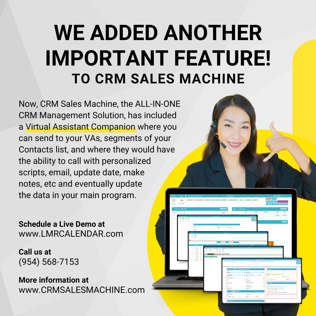 LMRINTL's tweet image. Boost Productivity with Our Integrated Virtual Assistant CRM — One Click Calls to Your Clients and, Maximum Security!

For demo, schedule at LMRCALENDAR.com or visit CRMSALESMACHINE.com for more info.

#CRM #CRMSoftware #CRMProgram #CustomerRelationshipManagement