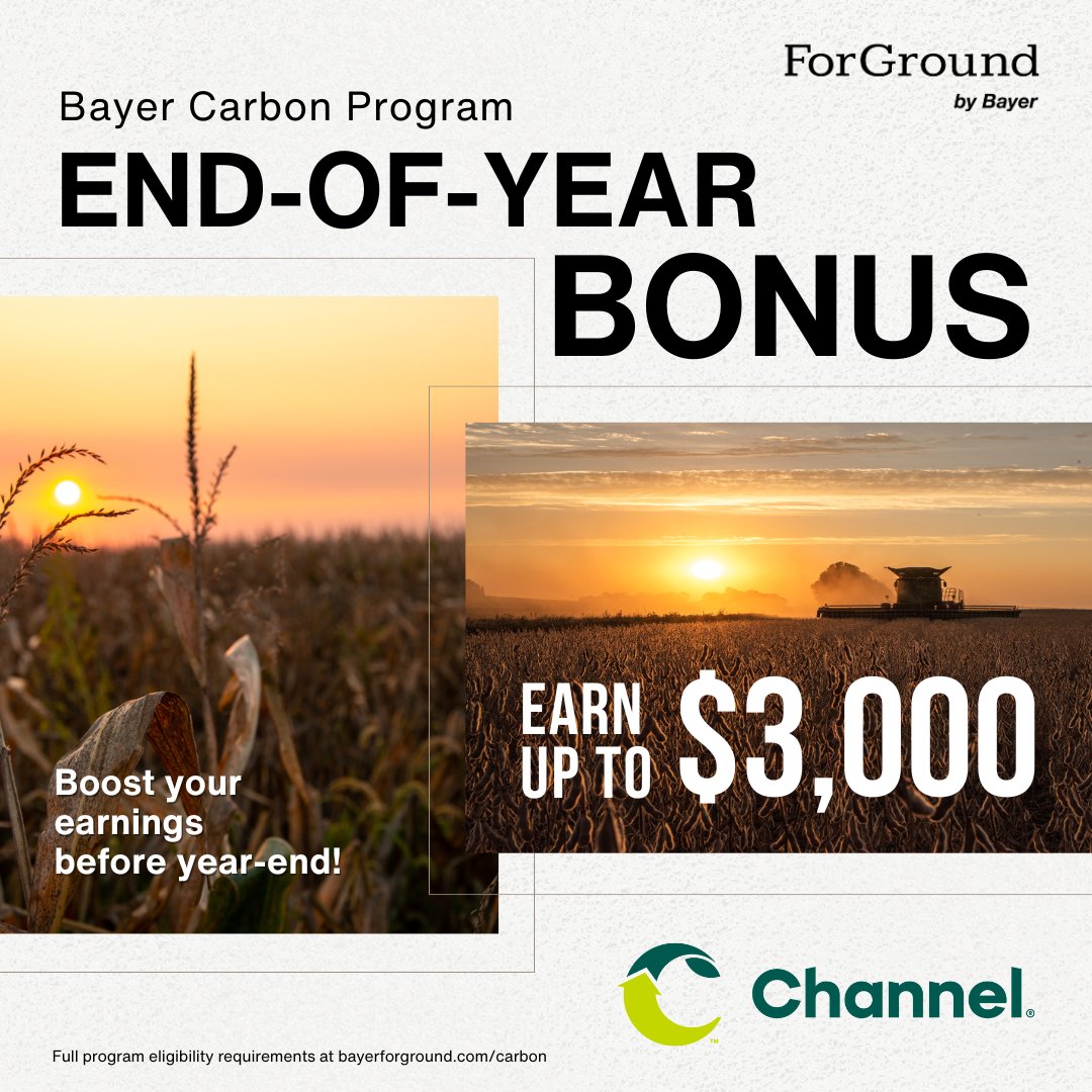 ChannelSeed's tweet image. Ready to make the most of your season? Enroll 250+ acres in the Bayer Carbon Program by Dec 31, 2024, and earn up to $3,000! #ForGround #EndOfYearOffer #ChannelSeed

💡 Learn how you can earn: spr.ly/6018Scllj