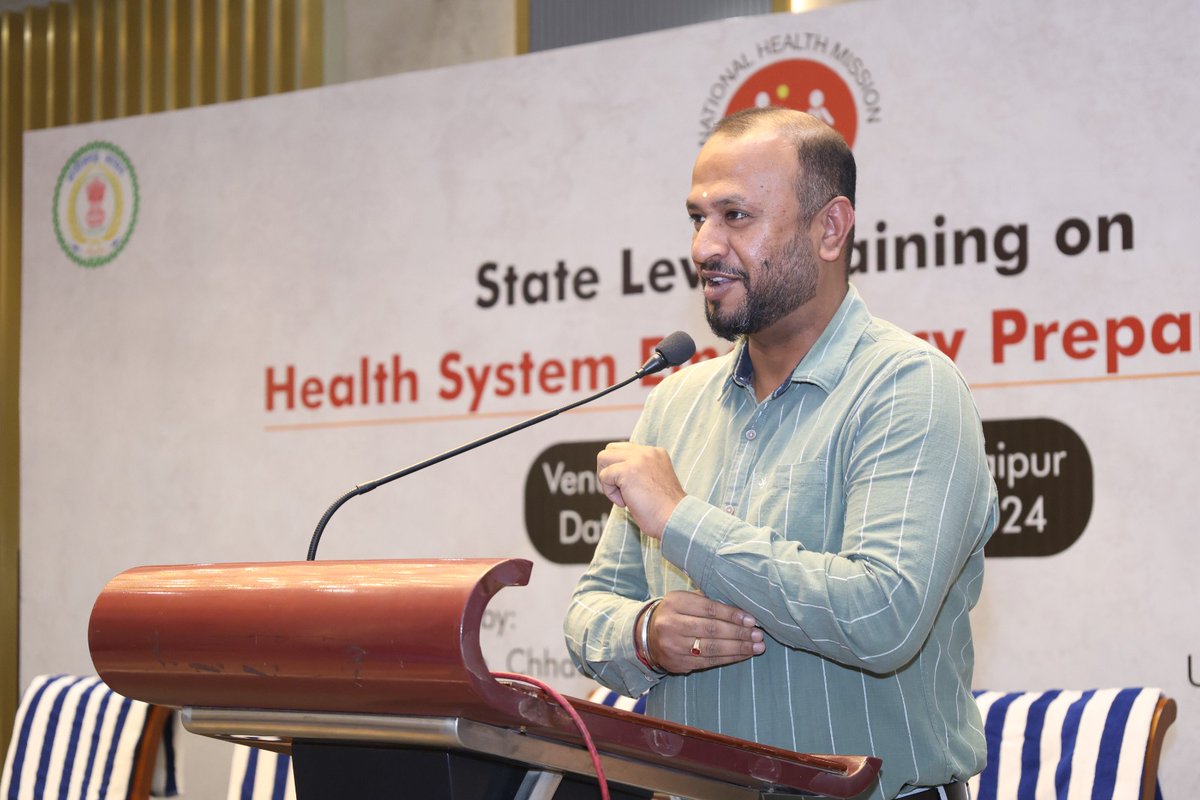 HealthCgGov's tweet photo. MD NHM addressed the state level Health System Emergency Preparedness training supported by @UNICEF and attended by 80 participants. 
DPM, Hospital Consultants and CPM from all districts learned the concepts of hospital safety with live demonstration. https://t.co/nXvkH7zyRW