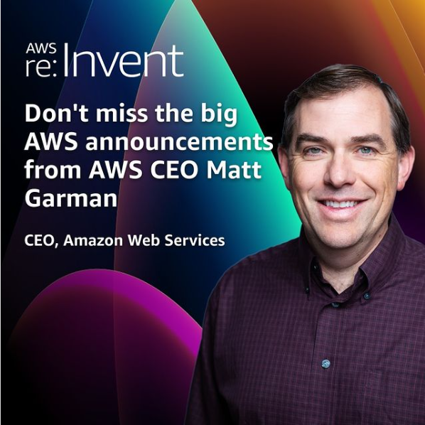 Can’t make it to Las Vegas for #AWSreInvent?
Join us Dec. 3 at the AWS GenAI Loft in SF for a live viewing of Matt Garman’s keynote, streamed from The Venetian!

✨ Network with peers
✨ Meet AWS experts
✨ Catch the latest innovations

Register now: go.aws/494Sk7S