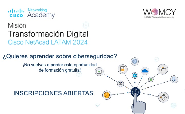 LWomcy's tweet photo. ¿Quieres aprender los conceptos básicos y comenzar tu carrera en Ciberseguridad? No pierdas la oportunidad de inscribirte al curso “Introducción a la Ciberseguridad” de la Misión de Transformación Digital Cisco NetAcad LATAM 2024 en la Academia WOMCY.

https://t.co/N5FCMsROQL. https://t.co/aUGU6VAjOq