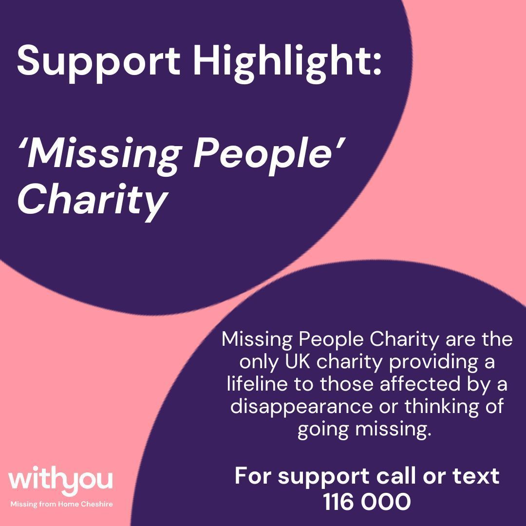 Missing People Charity are the only UK charity providing a lifeline to those affected by a disappearance or thinking of going missing. 

For support call or text 116 000 
or visit for more info buff.ly/3PQUA9D 
<a href="/missingpeople/">Missing People</a>