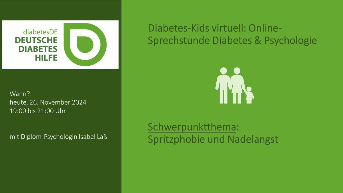 Morgen findet die nächste Sprechstunde Diabetes &amp; Psychologie statt. Wer also Fragen hat oder mit professioneller Hilfe Lösungen finden möchte, kann Diplom-Psychologin Isabel Laß zu Rate ziehen. Alle Informationen zur Teilnahme findet ihr hier: tinyurl.com/yc5pmm5f
