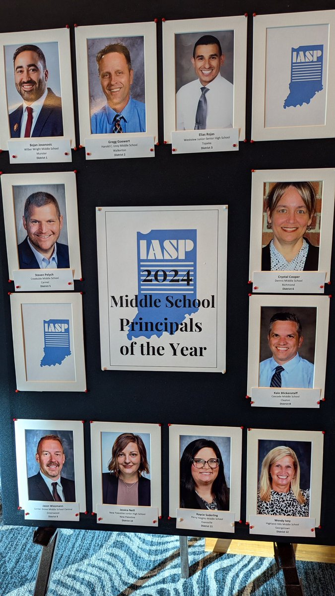 IMLEAorg's tweet photo. Congratulations to these middle level district "Principals of the Year" and the winner, Steve Pelych of Creekside MS. @INPrincipals https://t.co/Yvhe1Oghve