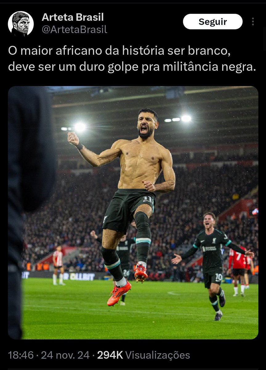 wonymengo's tweet photo. Egípcio Salah segundo o Arteta Brasil é branco kkkkkkkkkkkkkkk https://t.co/NSEb4ng0i0