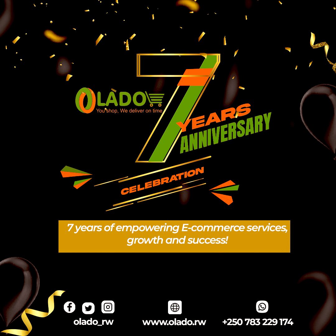 Olado_RW's tweet photo. This November, we’re celebrating 7 years of empowering e-commerce, driving growth, and achieving success! 🎉 

As we mark this milestone, we’re preparing up to bring you BIG anniversary deals you won’t want to miss. 
Stay tuned for surprises starting soon! 🛍️✨ #OladoTurns7 https://t.co/yzKoWonHaf