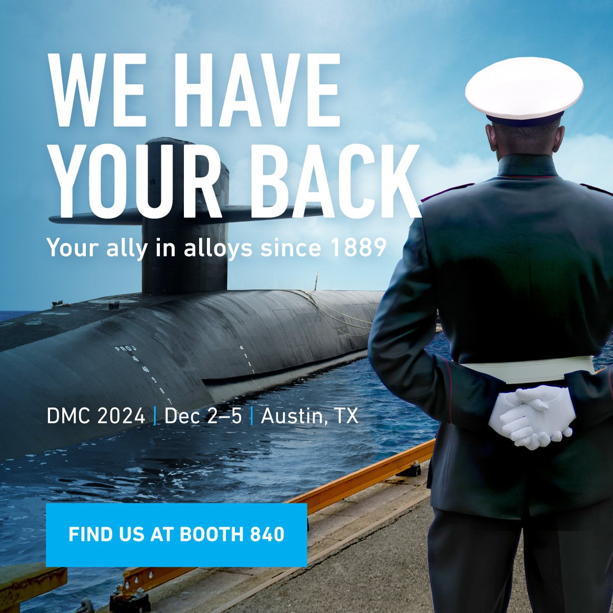 CarpenterTech's tweet image. Connect with us at #DMC2024! Our team will showcase advanced materials for strength and precision in mission-critical applications. Visit Booth #840 in Exhibit Hall 4 at the Austin Convention Center from 12/2-12/5 to see how our solutions can elevate defense manufacturing.