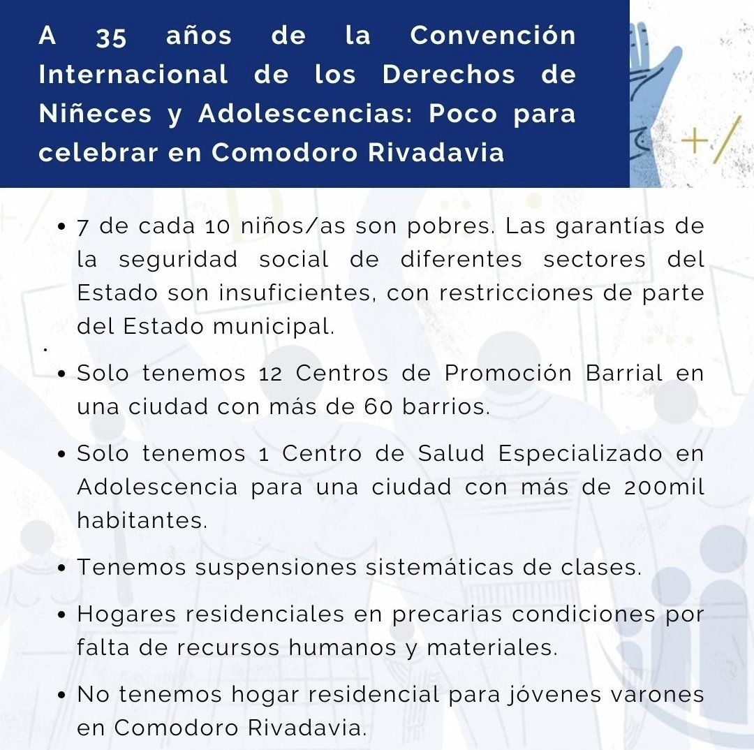 otralourdes's tweet photo. La Oficina de Derechos y Garantías emitió un comunicado a 35 años de la "Convención Internacional de los Derechos de Niñeces y Adolescencias" dónde exige al Estado, "inversión en política pública de calidad" ante las demandas territoriales de #Comodoro. https://t.co/wIUELRsqZv