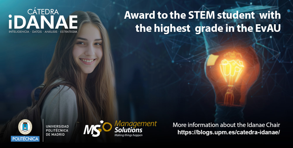 After evaluating and analyzing the applications received, the Monitoring Committee of the iDanae Chair decided to award the Prize to the candidacy of Julia Huergo Muñoz, currently enrolled in the first year of Data Engineering and AI at the Complutense University of Madrid