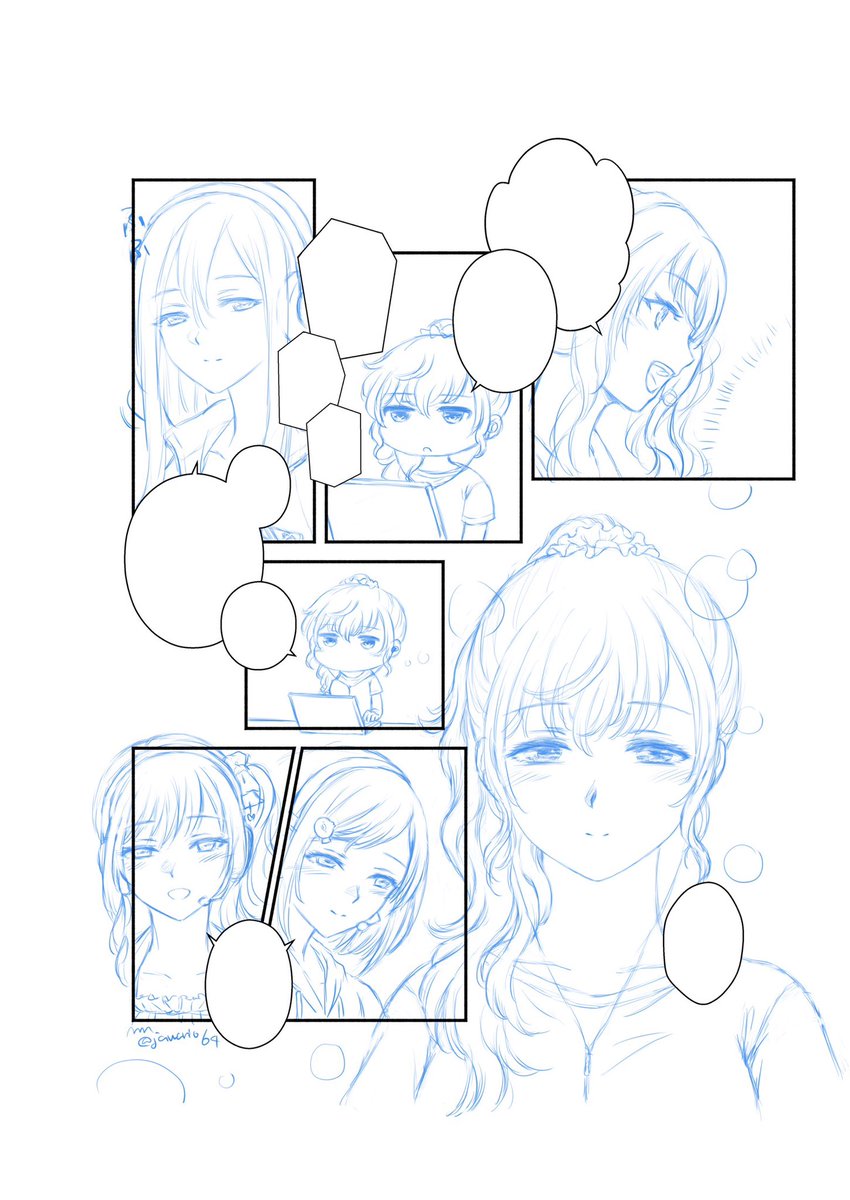 進捗✍️
前にあげたラフページの下書き
まだまだ先は長いが日数はあまりない…💦 