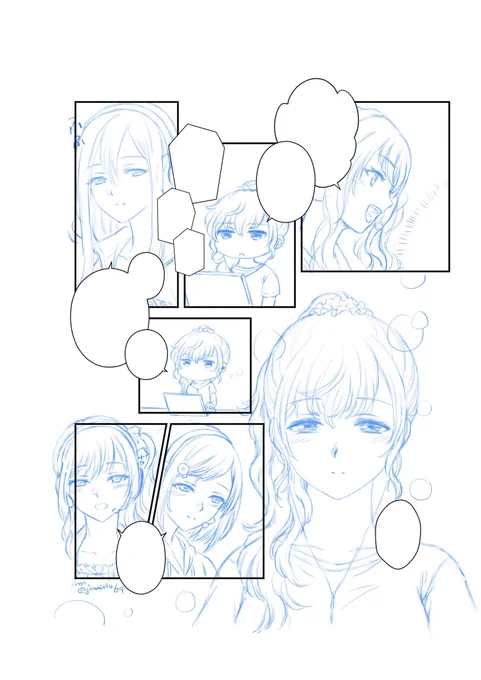 進捗✍️
前にあげたラフページの下書き
まだまだ先は長いが日数はあまりない…💦 