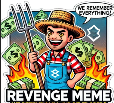 RVMmovement's tweet photo. "For every farmer ignored 🌾💔 and every trust betrayed 💥—Revengememe is our fight for justice! 💪🔥 We’re done with lies and greed. Together, we’ll take back what’s ours and make history. 🚀⚡ Join the revolution and stand for fairness! 🌍💣 #Revengememe #CryptoRevolution #Justice"