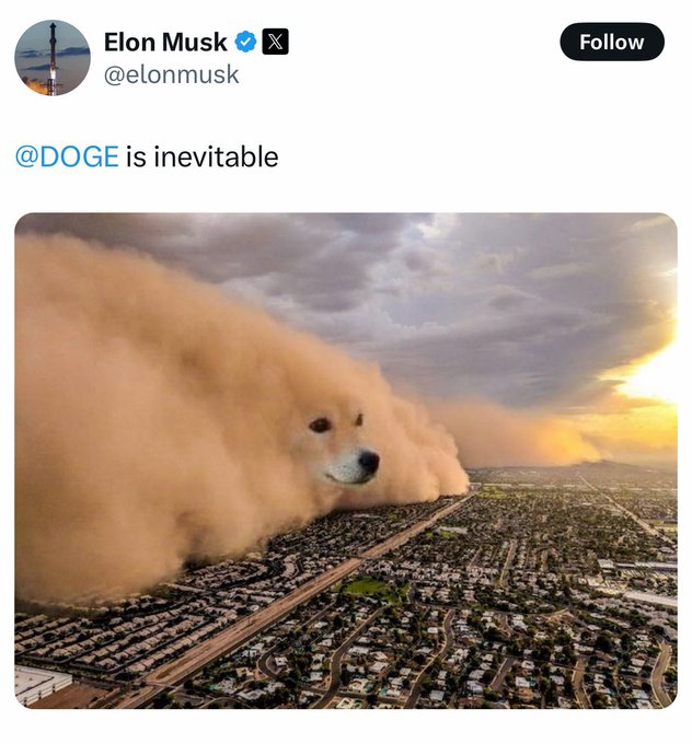 LeJournalDuCoin's tweet photo. 🐕 Elon Musk vient de déclarer sur X que « DOGE est inévitable. » https://t.co/0291CdjhOJ