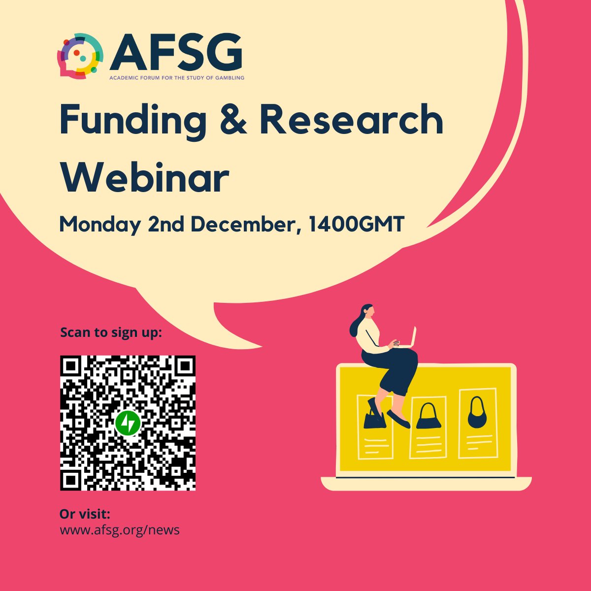 It's not too late to sign up for our research and funding webinar next Monday 2 December. Visit afsg.org/news for details of how to register.