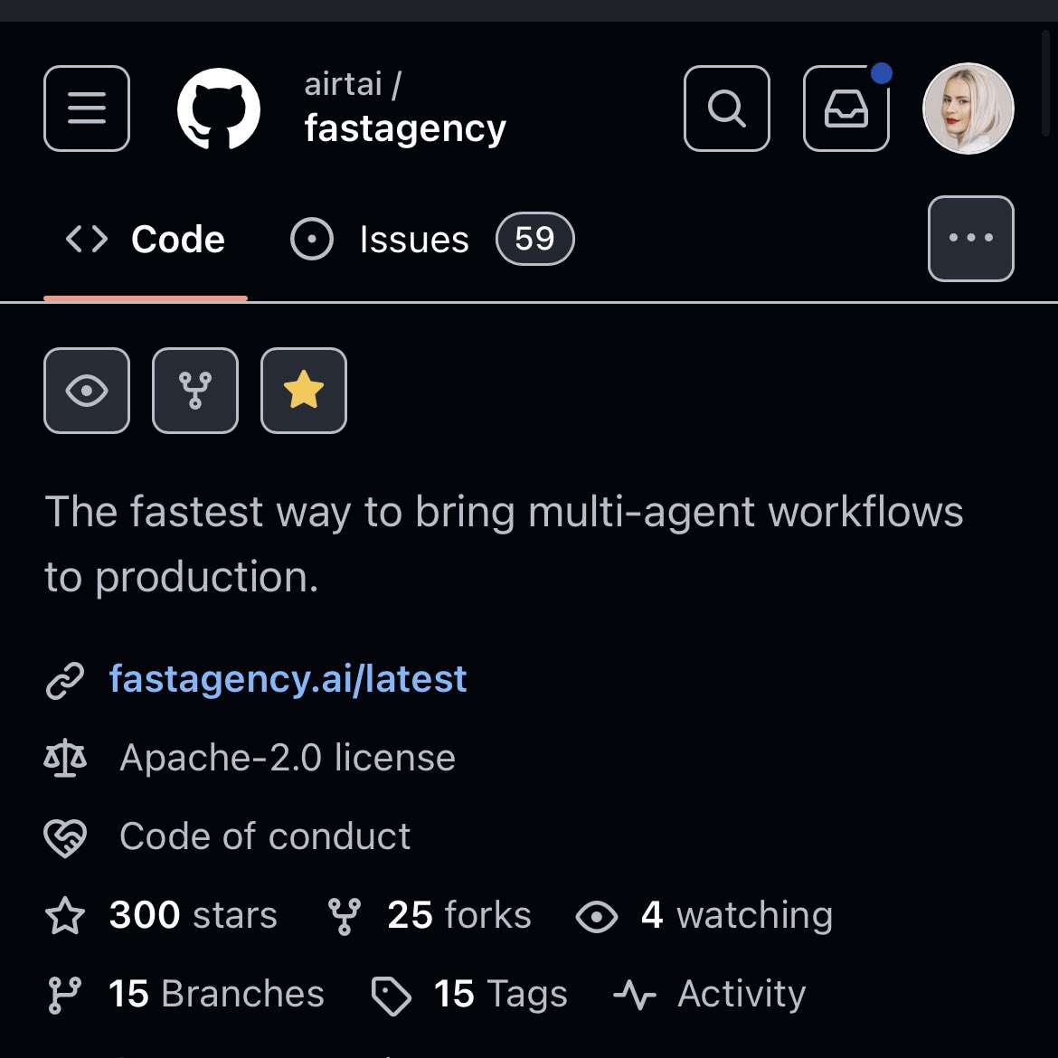 FastAgencyAI's tweet image. ⭐️ by ⭐️ and we’re at ⭐️300⭐️!
#DEVCommunity #FTW! 🤩
GH: github.com/airtai/fastage…
Discord: bit.ly/FastAgencyDisc…
#multiagent #multiagentAI #opensource