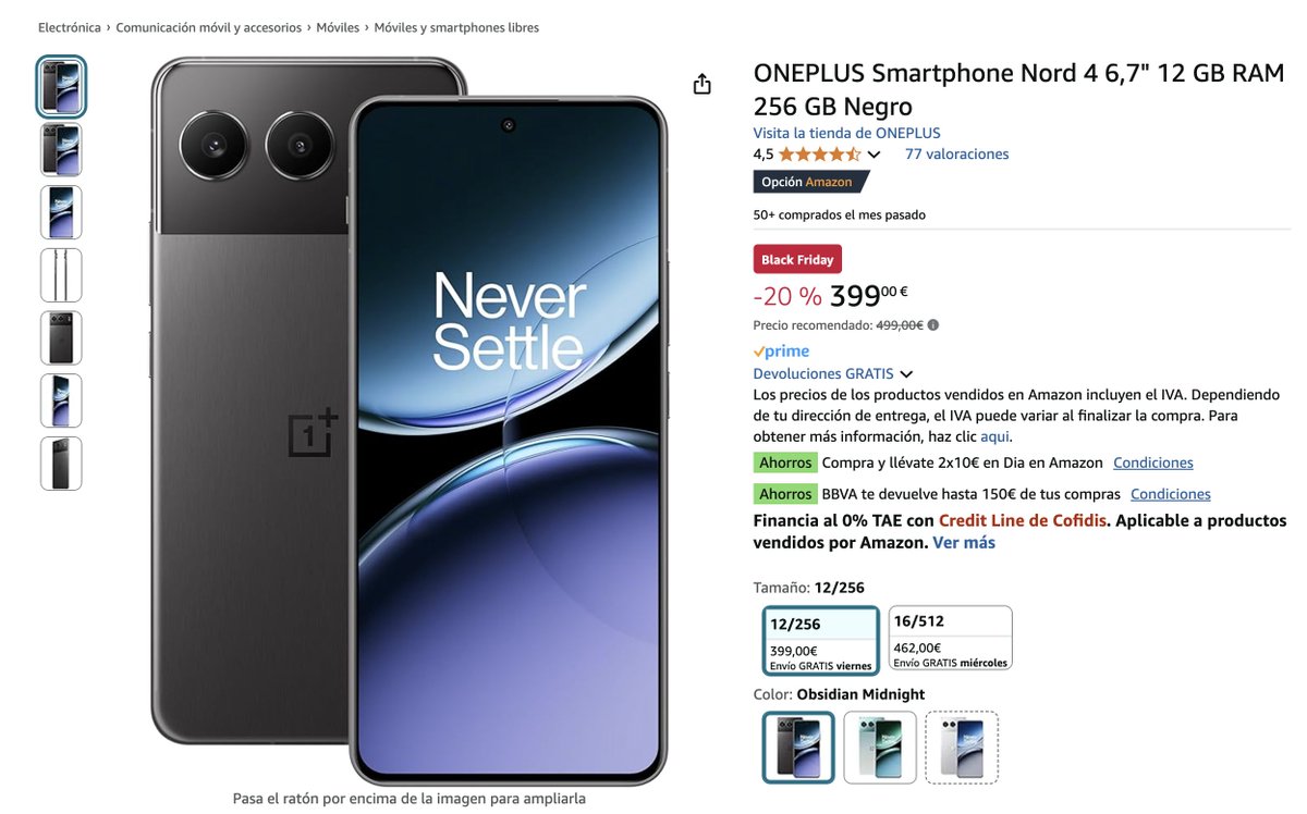 geekdegafas's tweet image. De lo mejorcito que se lanzó este año en la gama media premium. Con un diseño trasero de cristal y aluminio, pantallote, buen hardware y fluidísimo. #OnePlusNord4

💶 Cómpralo aquí: amzn.to/4fZqoV9

⛔️ Precio lanzamiento 499€
📉 Descuento del 20%
✅ Actualmente 399€
