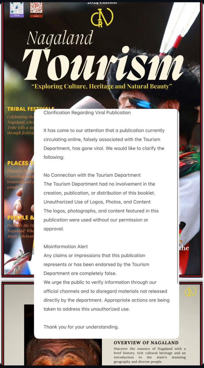 The Assam Rifles <a href="/official_dgar/">The Assam Rifles</a> in an unauthorised publication of a booklet on ‘Hornbill Festival 2024’ shifted Dzükou Valley (Kohima) and Tsongliyangti Lake (Tuensang) to Phek District. Tsongliyangti Lake is now located in my native village Chizami. A picture of a Bangladeshi