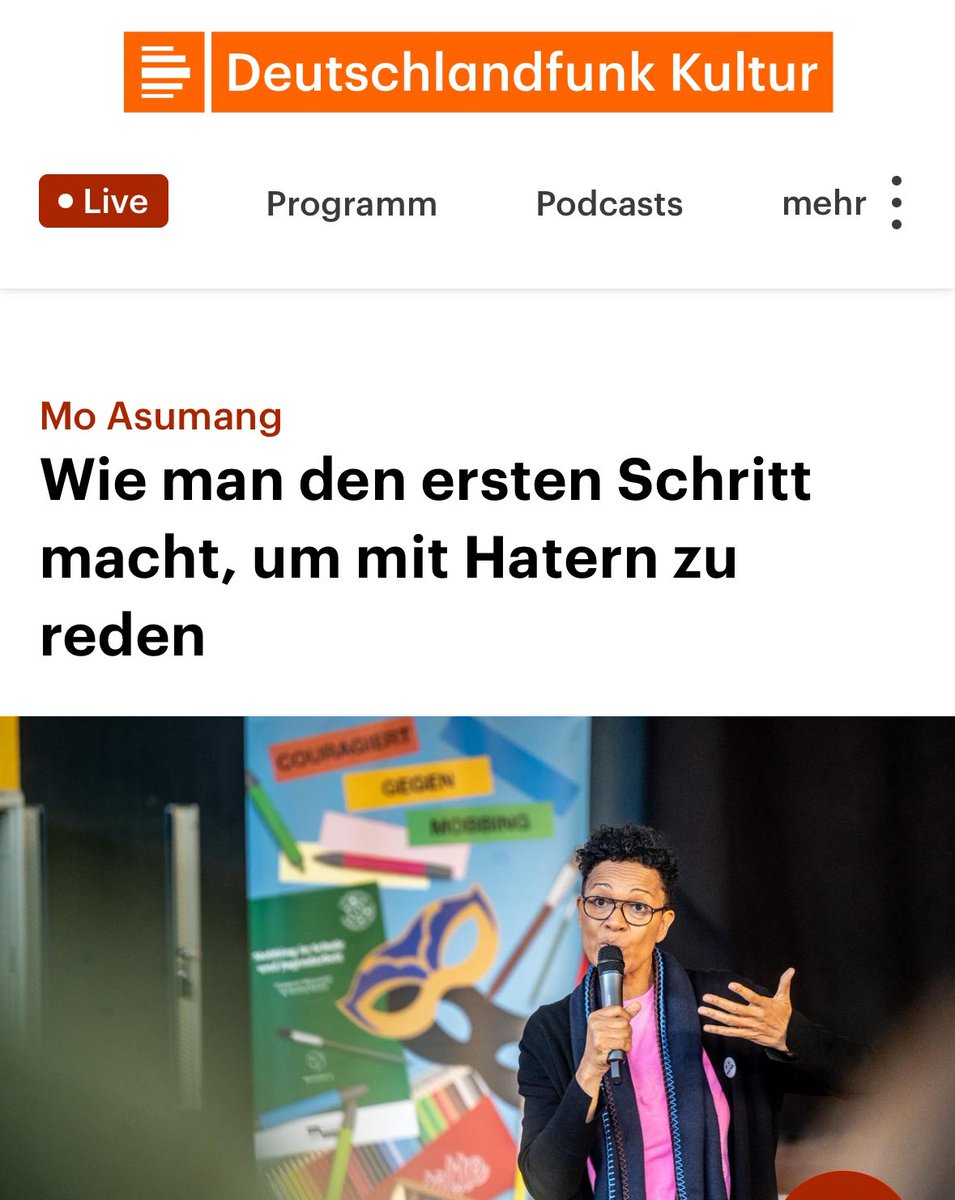 MoAsumang's tweet photo. Hört mal rein (9min): Wie man den ersten Schritt macht, um mit #Hatern zu reden, das erzähle ich im #Interview mit @dlfkultur
https://t.co/qvap9yyceK
#Postcodeeffekt
#MoLabVerein https://t.co/TOWlmFZdKF