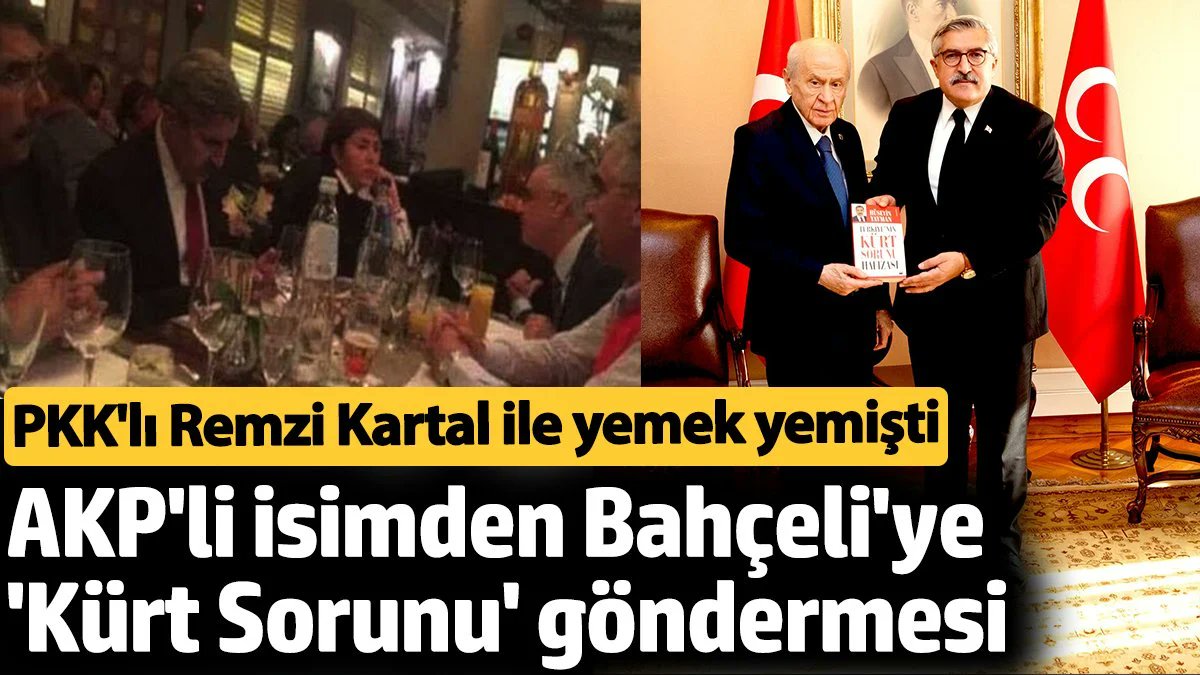 Paradox1899898's tweet photo. Terör örgütü PKK mensubu Remzi Kartal'la yemek yiyen AKP'li Hüseyin Yayman, MHP Lideri Devlet Bahçeli'yi ziyaret etti. Kartal, Bahçeli'ye, "Türkiye'nin Kürt sorunu hafızası' kitabını hediye etti
#GEREDE 
#karyağışı 
#HalkAçSandıkŞart 
#altın 
#bist100 https://t.co/E043DdVtEF