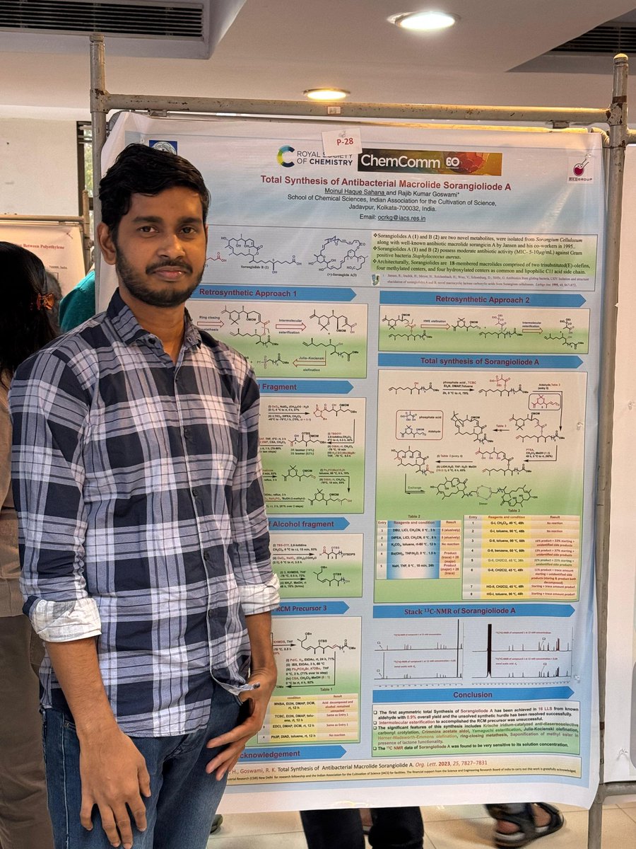 GoswamiLab_IACS's tweet image. We are glad to congratulate @mandalsubhro for receiving Chemical Comunication Prize🏆on 60th ChemComm symposium at IACS, Kolkata. And also to @SahanaHaqu38874 for your vibrant presentation. Well done!👍
@ChemCommun @RoySocChem