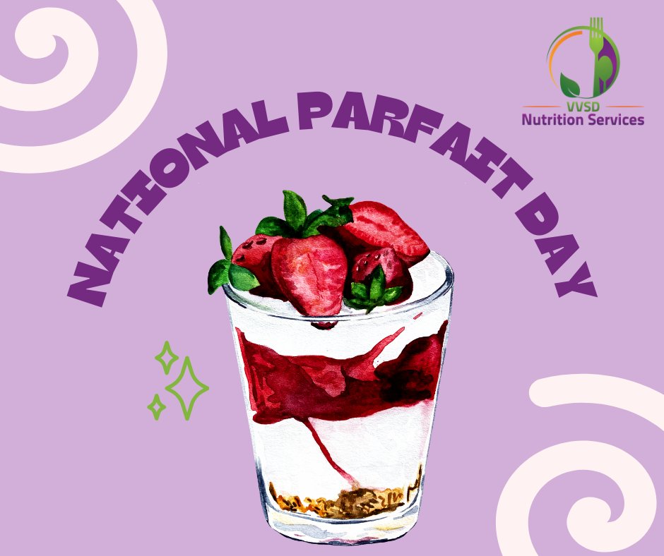 Layered with creamy yogurt, fresh fruits, and crunchy granola, our parfaits are packed with protein, vitamins, and whole grains to fuel a great day of learning. Celebrate with us by trying one in the cafeteria this week! #NationalParfaitDay #VVSDNutritionService
