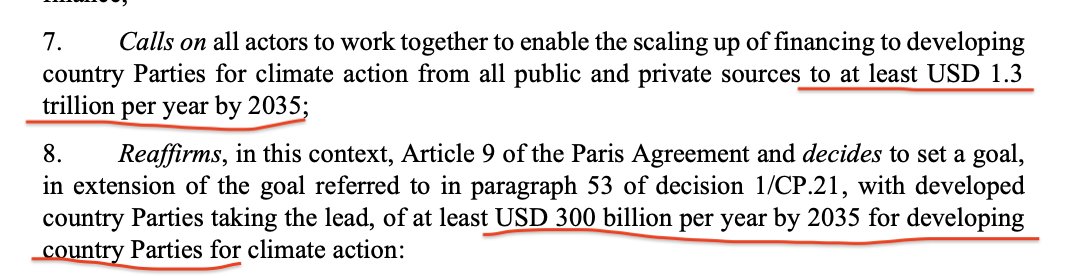 To understand global south anger at the COP29 climate finance goal it's crucial to understand two key numbers.

"At least" $300bn/year - developed nations agreed to "take the lead" in mobilising this for developing countries

$1.3tn/year - a wider, vaguer goal

Sounds big! But...
