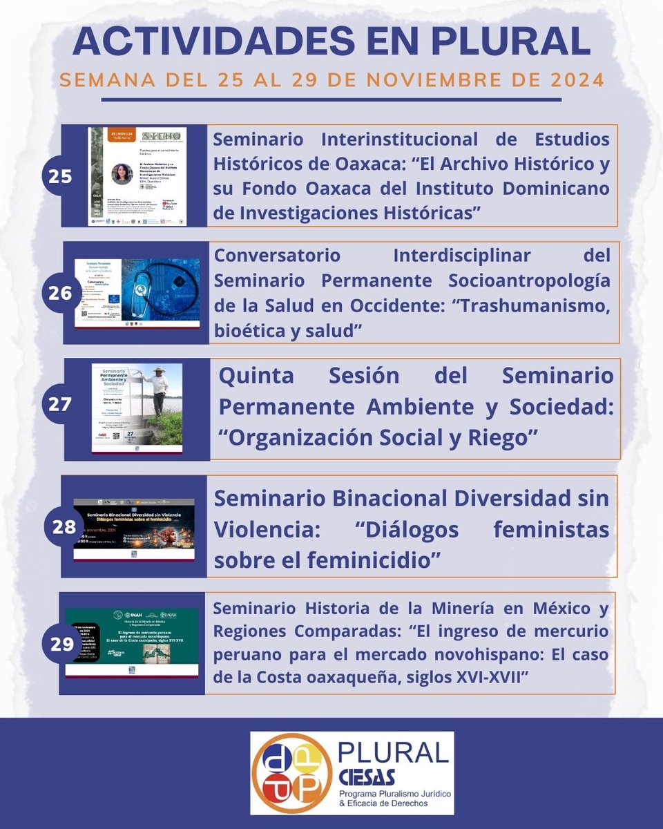 PluralCIESAS's tweet photo. Como cada semana les compartimos las actividades que nuestras aliadas y aliados tienen preparadas, no se pierdan las transmisiones para continuar ampliando nuestro conocimiento.
#NoTeLoPuedesPerder 
#SomosCIESAS 
#plural https://t.co/ymorSr0zCr