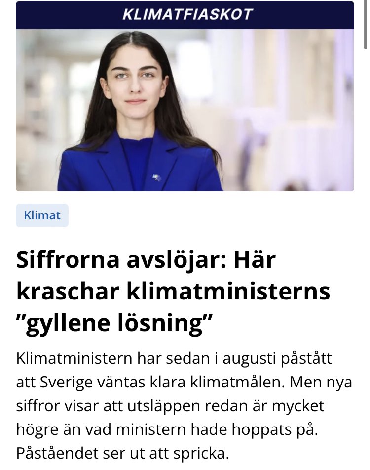 Nya siffror pekar mot att Sverige väntas missa klimatmålet med råge. Klimatministern har tidigare lovat avgå om Sverige rör sig längre bort från klimatmålen.