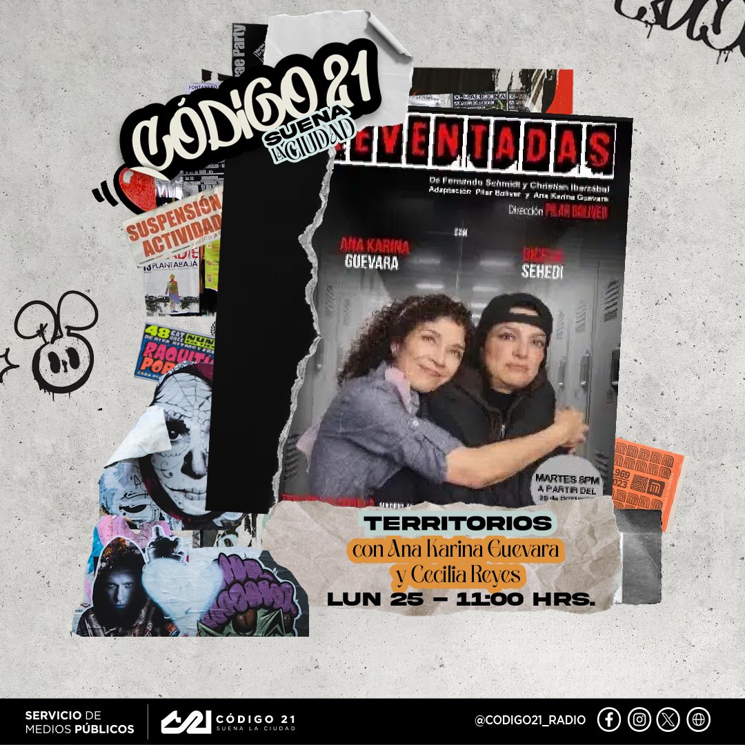 Ven a escuchar #Territorios con <a href="/BrendaGaliciaQ1/">Brenda Galicia</a> para saber qué te espera en la agenda cultural de la CDMX. Conoce los detalles de "Reventadas" con la actriz <a href="/AnaKarinaGE/">Ana Karina Guevara</a> y las actividades por los 90 años de <a href="/mbellasartes/">Museo del Palacio de Bellas Artes</a>.
HOY 
⏰11:00 h.
🔗 codigo21.cdmx.gob.mx
#SuenaLaCiudad