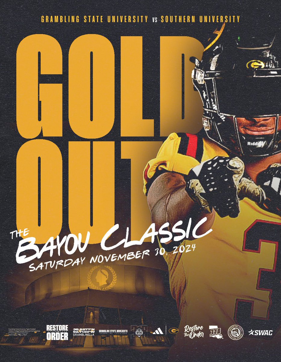Tiger Fans let’s paint the superdome GOLD this Saturday for the 51st Bayou Classic! See you in NOLA! 

#ThisIsTheG🐯