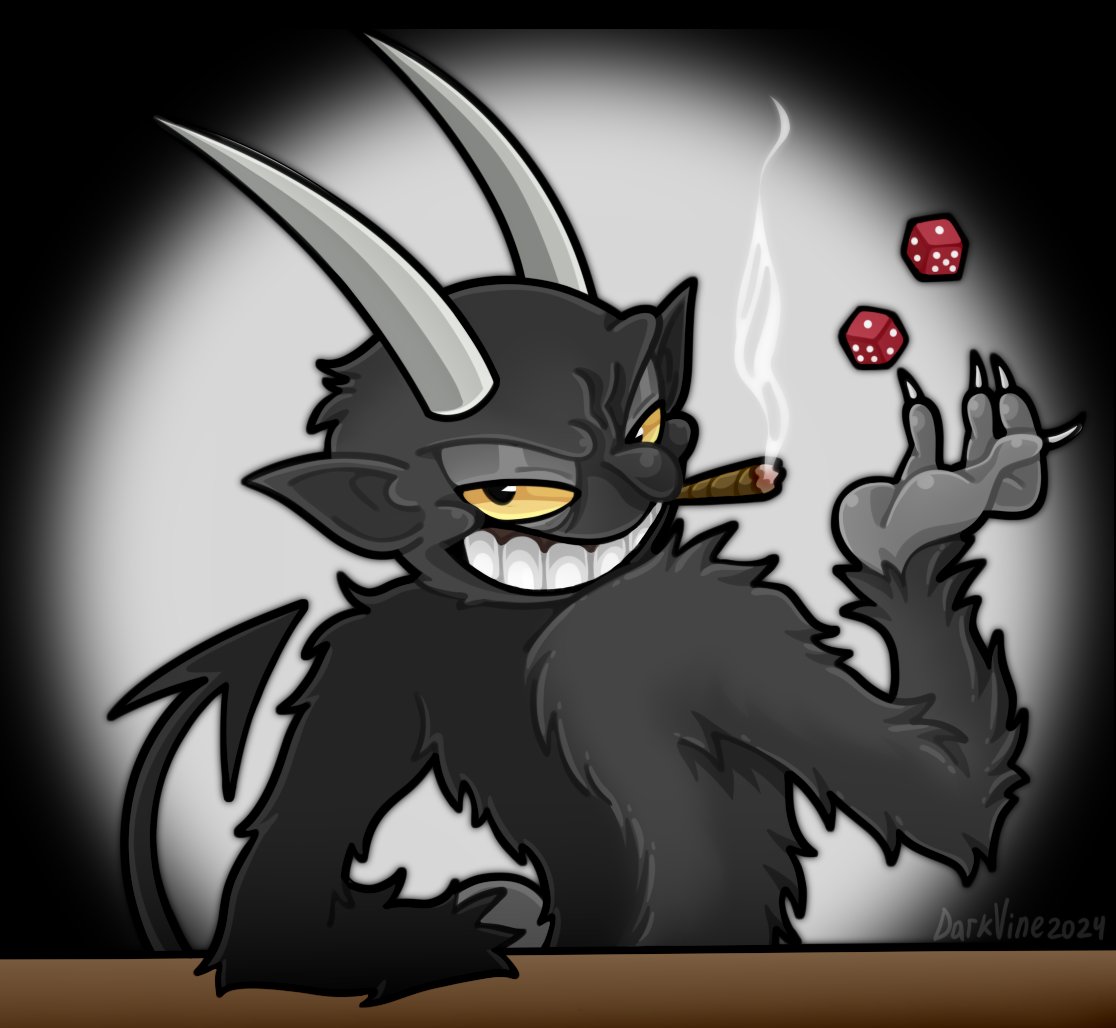 NkaSmia's tweet photo. Ready for a gamble? 
🎲😈🚬

#TheDevil #Cuphead #TheDevilCuphead https://t.co/0kxhWT5Cwx
