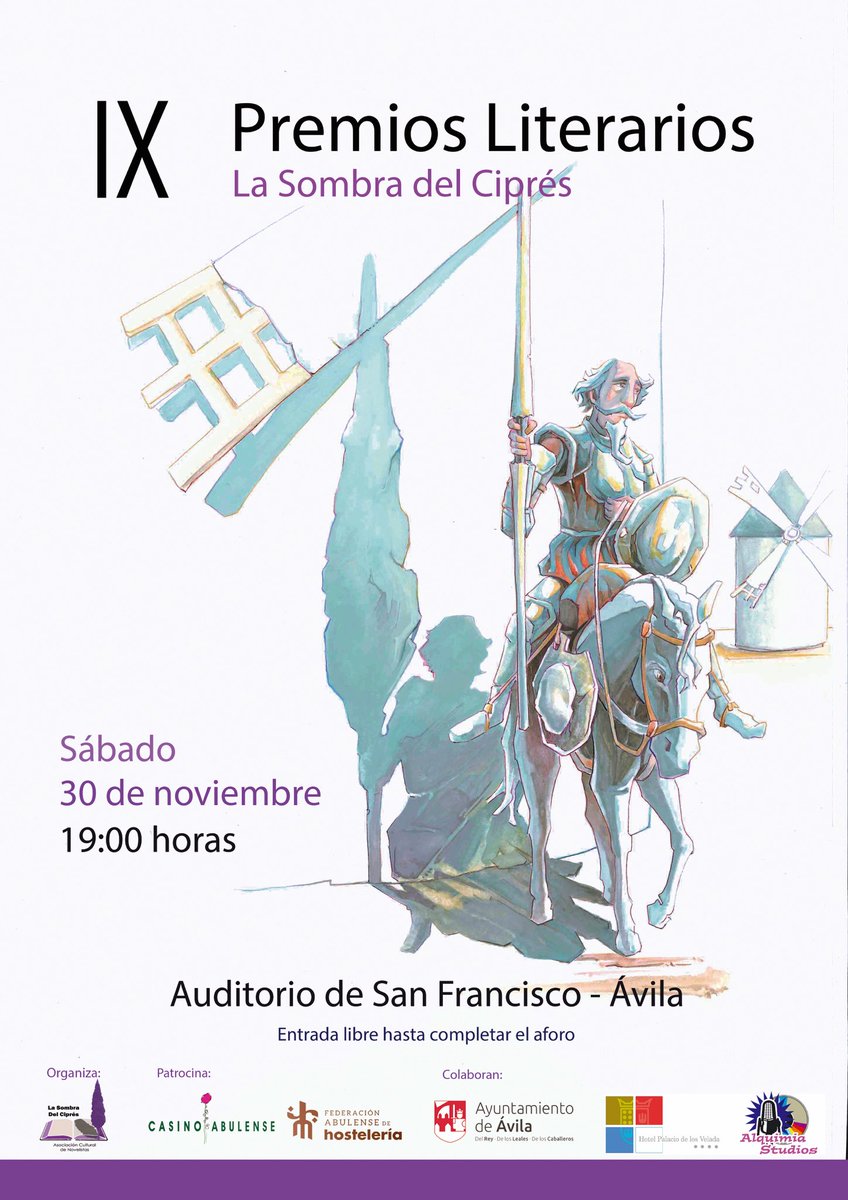 No sabéis la ilusión que nos hace anunciar que este año Espido Freire (<a href="/EspidoFreire/">Espido Freire</a>) es nuestra premiada con el galardón ‘La Sombra del Ciprés’.

Os esperamos a todos el sábado 30 a las 19:00h en el Auditorio de San Francisco.