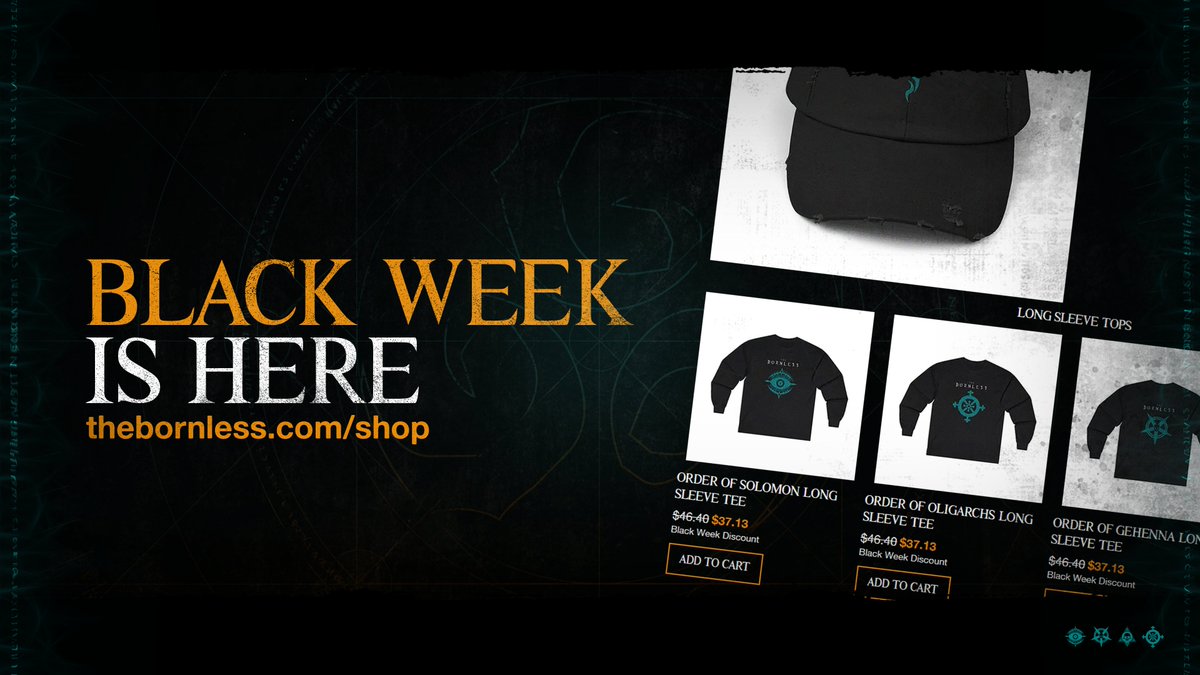 Black Week has arrived... 

The darkness of Farmouth Island has spread to our official website, and hidden within it lurks a 20% discount across our new and improved store! 

Invoke low prices here 👉 thebornless.com/shop
