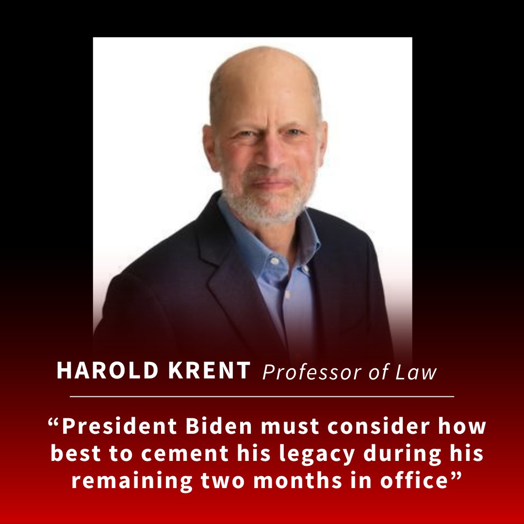 ChicagoKentLaw's tweet photo. Chicago-Kent College of Law Professor Harold J. Krent explores how President Biden could shape his legacy with the pardon power in an article for The Hill. Can presidential pardons address injustice and political challenges?
Read more here: https://t.co/xwZwUARrGR
#ChicagoKent https://t.co/13TKgf9nGK