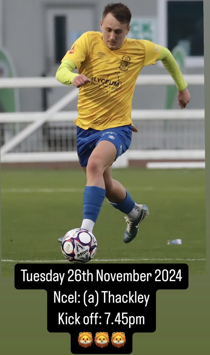 The Lions make a short trip to <a href="/ThackleyAFC/">Thackley AFC</a> tomorrow evening in the <a href="/NCEL/">Macron NCEL</a> 

🦁🦁🦁