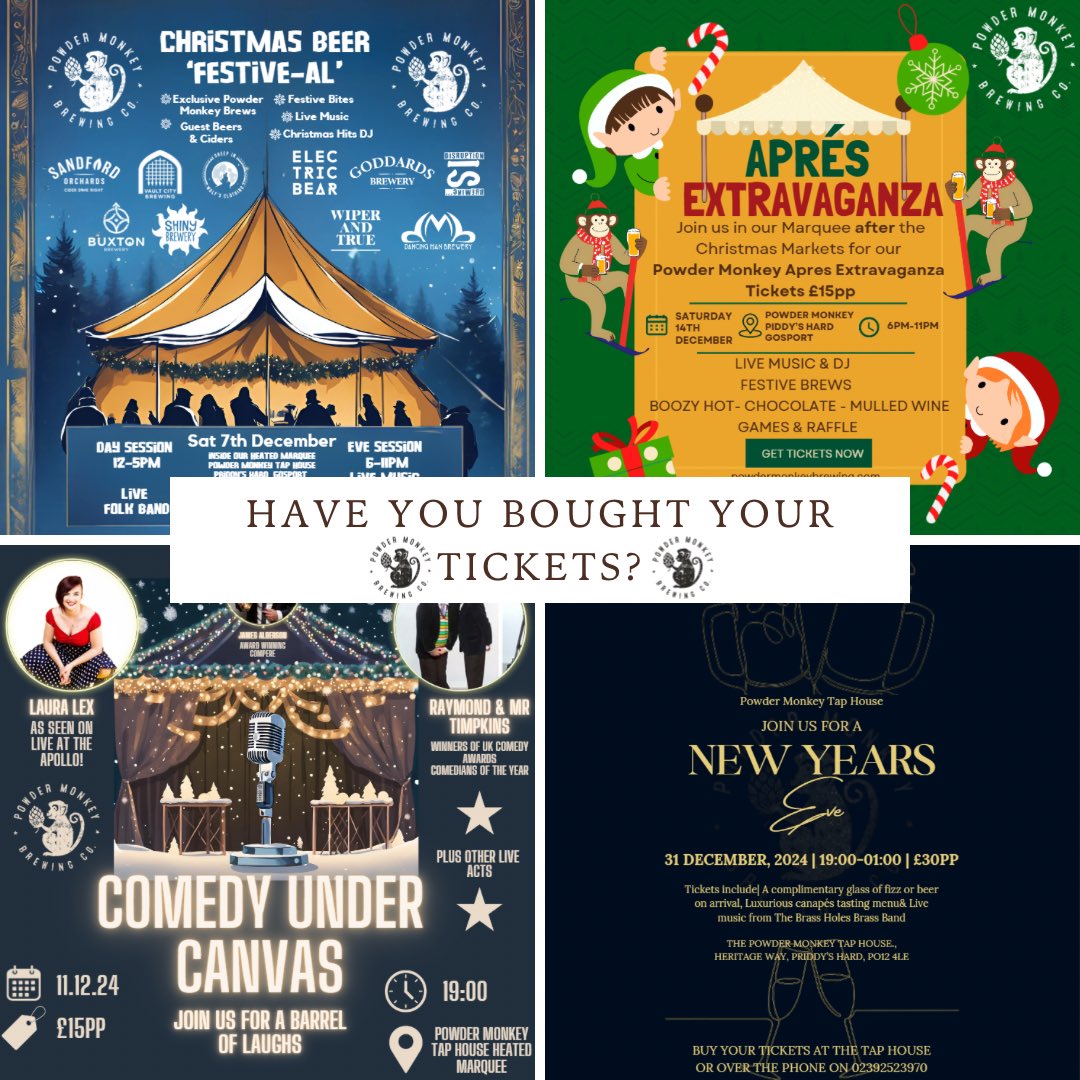 Only one month until Christmas Day! Treat yourself early and get tickets to some of the festive events we have throughout December! 🐒🍺🎅🏼🎄
Get tickets here: powdermonkeybrewing.com/collections/to… 
For NYE: email hello@thepowdermonkey.co.uk or call 02392523970
#CraftBeer #community #Xmas