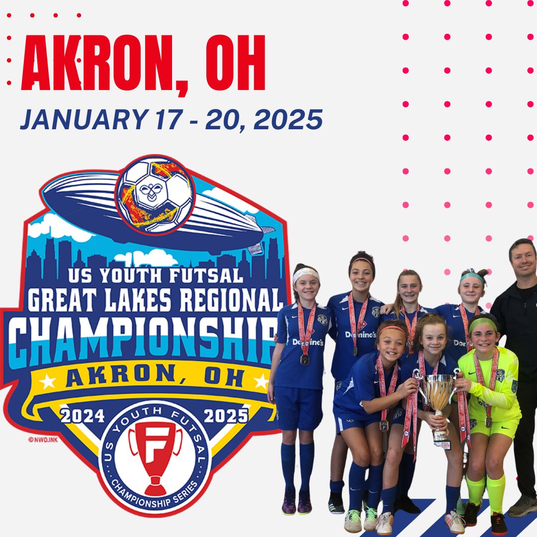 usyouthfutsal's tweet photo. Be sure to secure your place in the Great Lakes Regional Championships on January 17th as our Championship series heads to Akron!
Locate and register for your local regionals now via the link below.
https://t.co/7jOKWorbWk
#usyf #usyouthfutsal #usyfregionals https://t.co/4m4UX22FvR